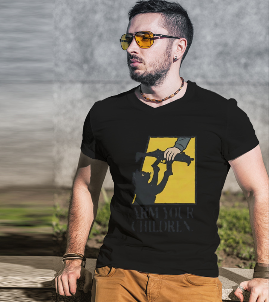 Arm Your Children Black Cat Gun T-Shirt