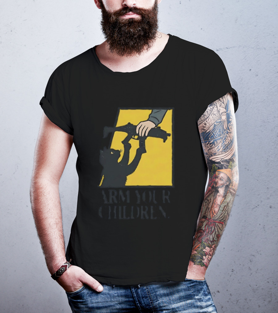 Arm Your Children Black Cat Gun T-Shirt