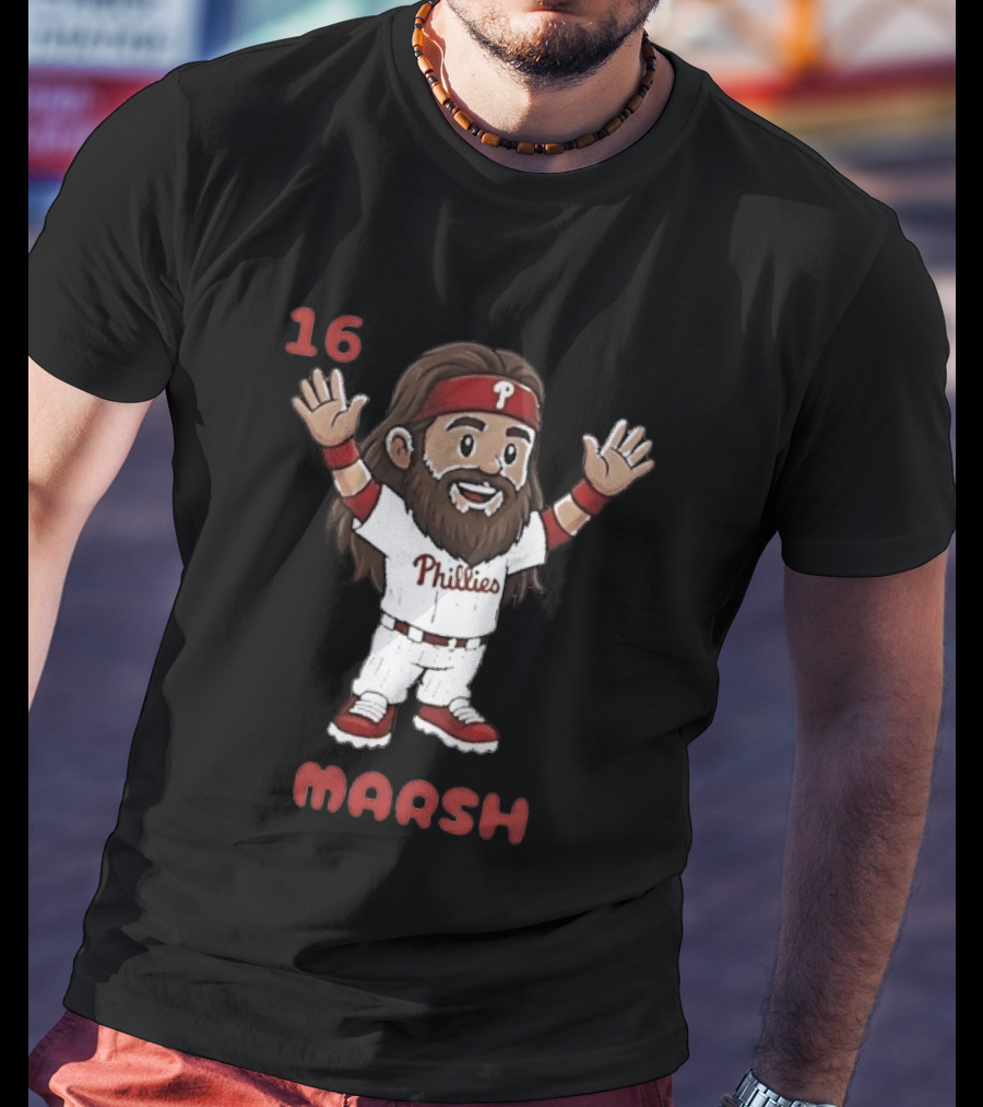 Philadelphia Phillies Brandon Marsh 16 Cartoon MLB 2026 T-Shirt