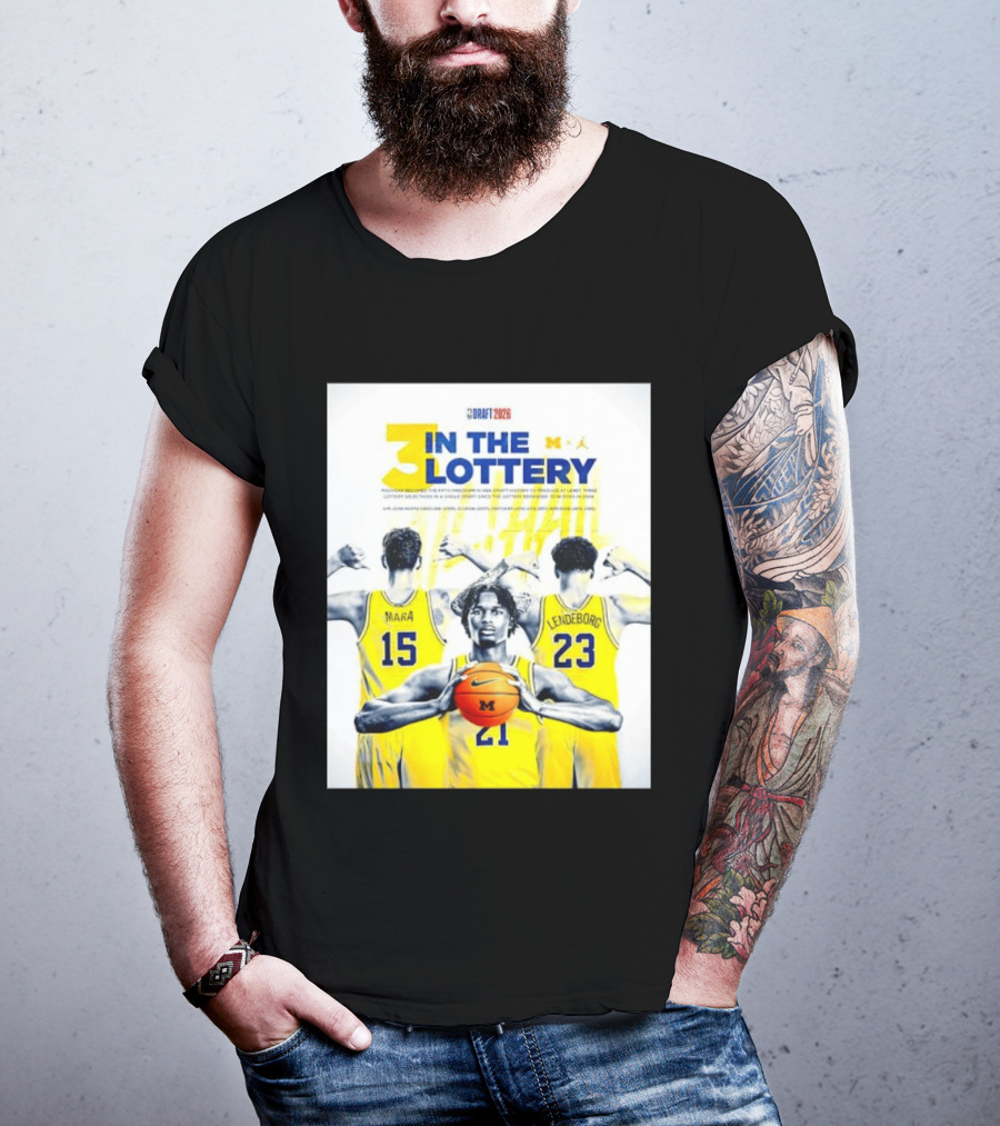 3 In The Lottery NBA Draft 2026 Mara Lendeborg Morez Johnson Michigan T-Shirt