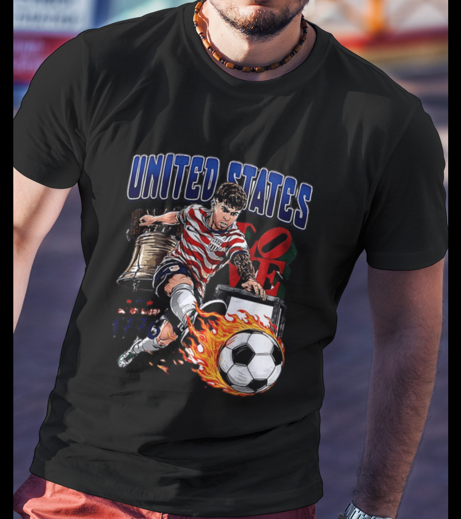 Christian Pulisic United States Soccer Fireball Liberty Bell Established 1776 T-Shirt