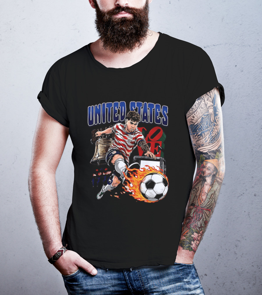 Christian Pulisic United States Soccer Fireball Liberty Bell Established 1776 T-Shirt