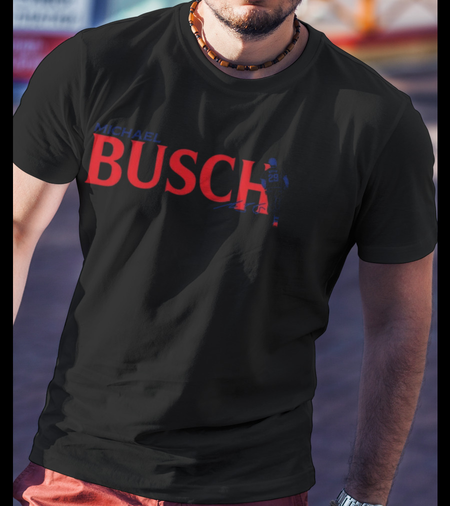 Michael Busch Baseball Player With Number 26 And Signature T-Shirt