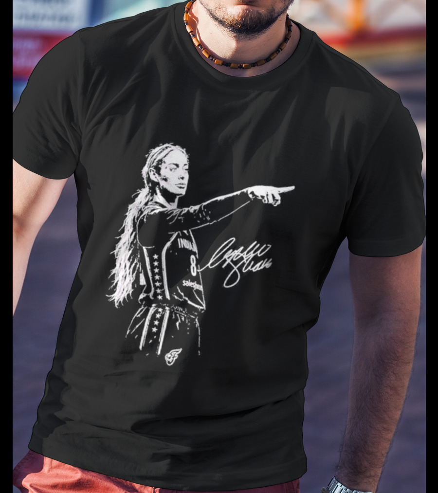Sophie Cunningham Indiana Fever Pointing Sketch Signature T-Shirt