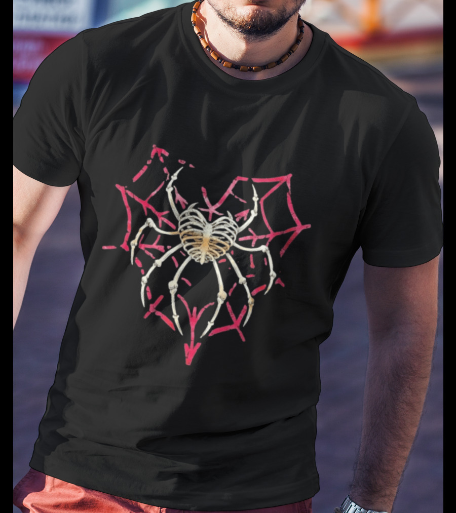 Skeleton Spider With Red Web Heart T-Shirt