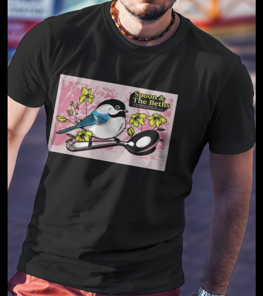 Spoon And The Beths June 26 2026 Detroit MI With Bird On Spoon And Yellow Flowers T-Shirt