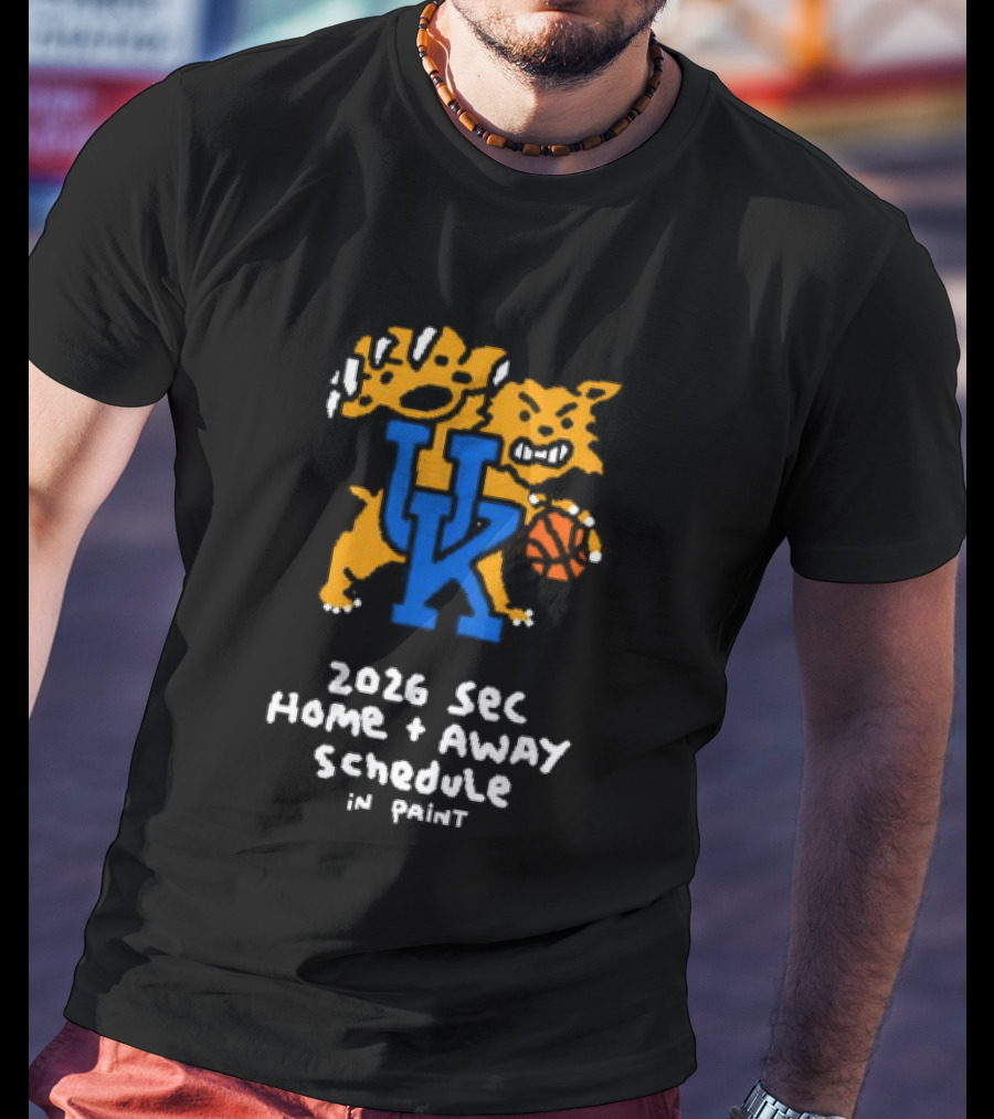 University Of Kentucky 2026 SEC Home Away Schedule Wildcat Paint T-Shirt