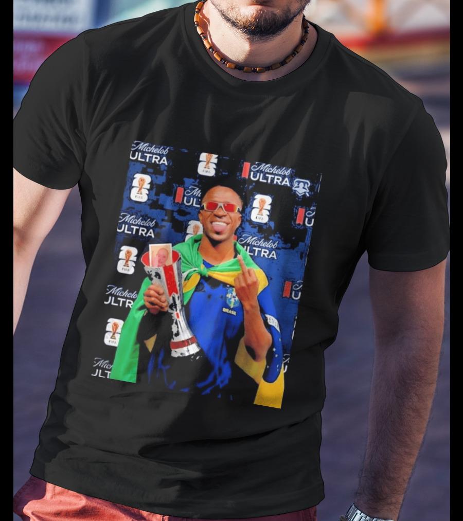 Vinicius Jr FIFA Trophy Celebration Brazil Flag Michelob Ultra T-Shirt