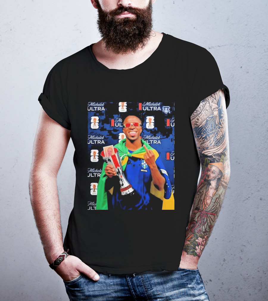 Vinicius Jr FIFA Trophy Celebration Brazil Flag Michelob Ultra T-Shirt