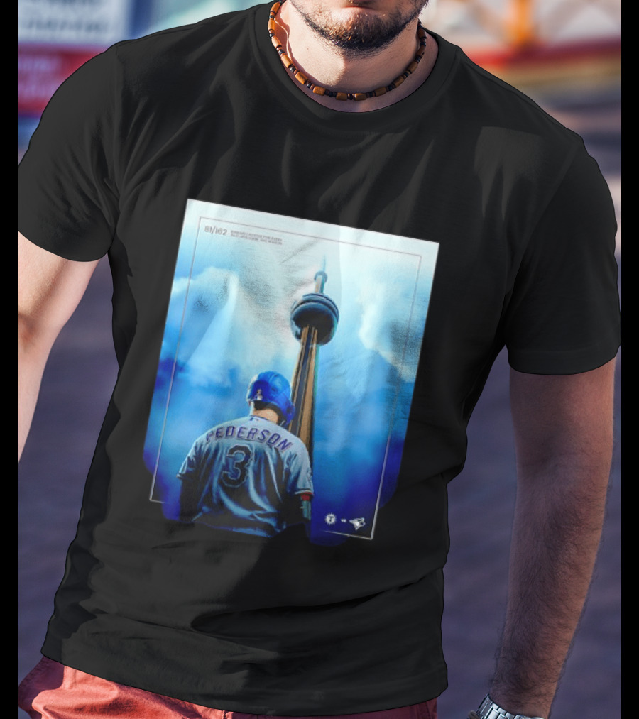 Pederson Toronto Blue Jays Vs Texas Rangers Game 1 CN Tower 81/162 T-Shirt