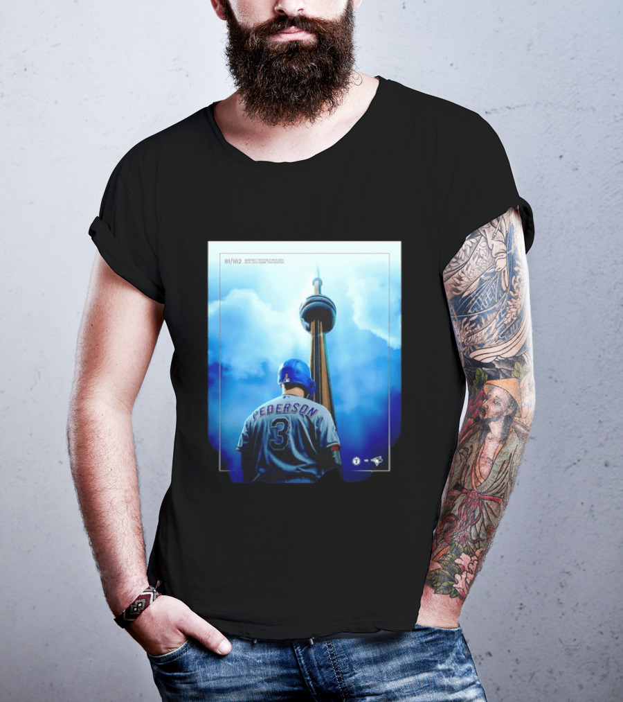 Pederson Toronto Blue Jays Vs Texas Rangers Game 1 CN Tower 81/162 T-Shirt