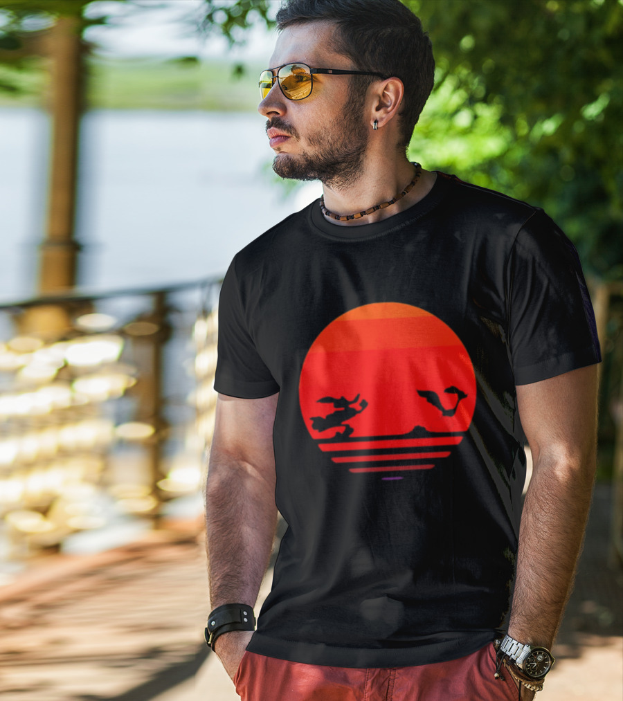 Wile E Coyote And Road Runner Sunset Chase T-Shirt