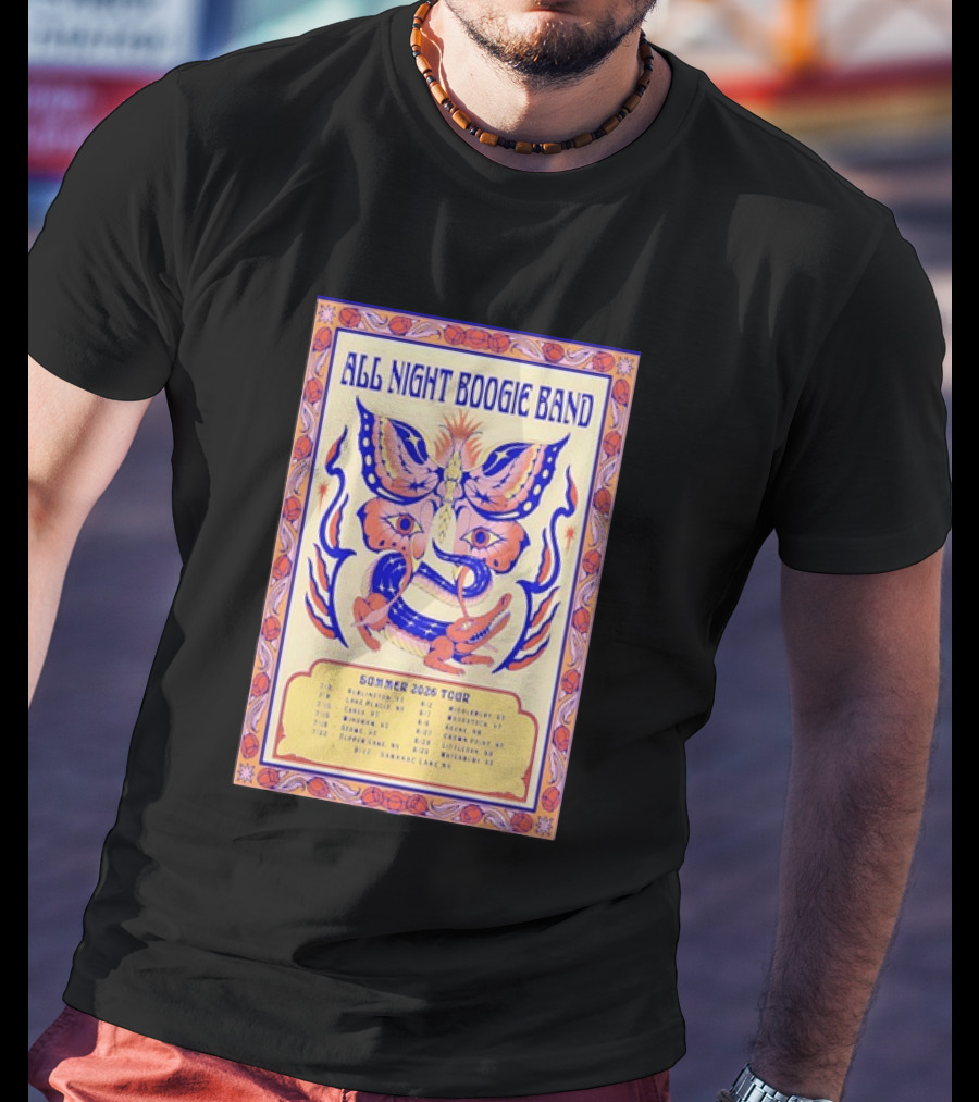 All Night Boogie Band 2026 Summer Tour Wilmington Washington Lake Placid Woodstock Hamden Catskill Saranac Lake T-Shirt
