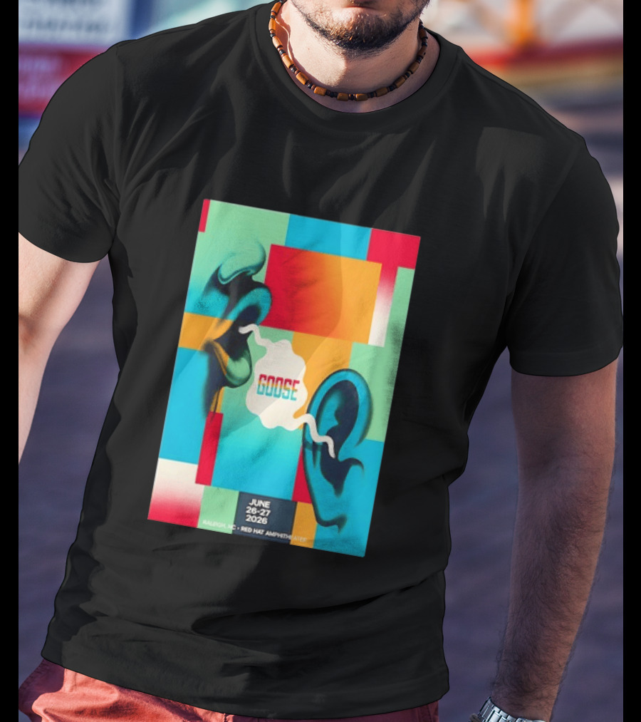 Goose Red Hat Amphitheater Raleigh NC June 26 27 2026 Vibrant Pop T-Shirt