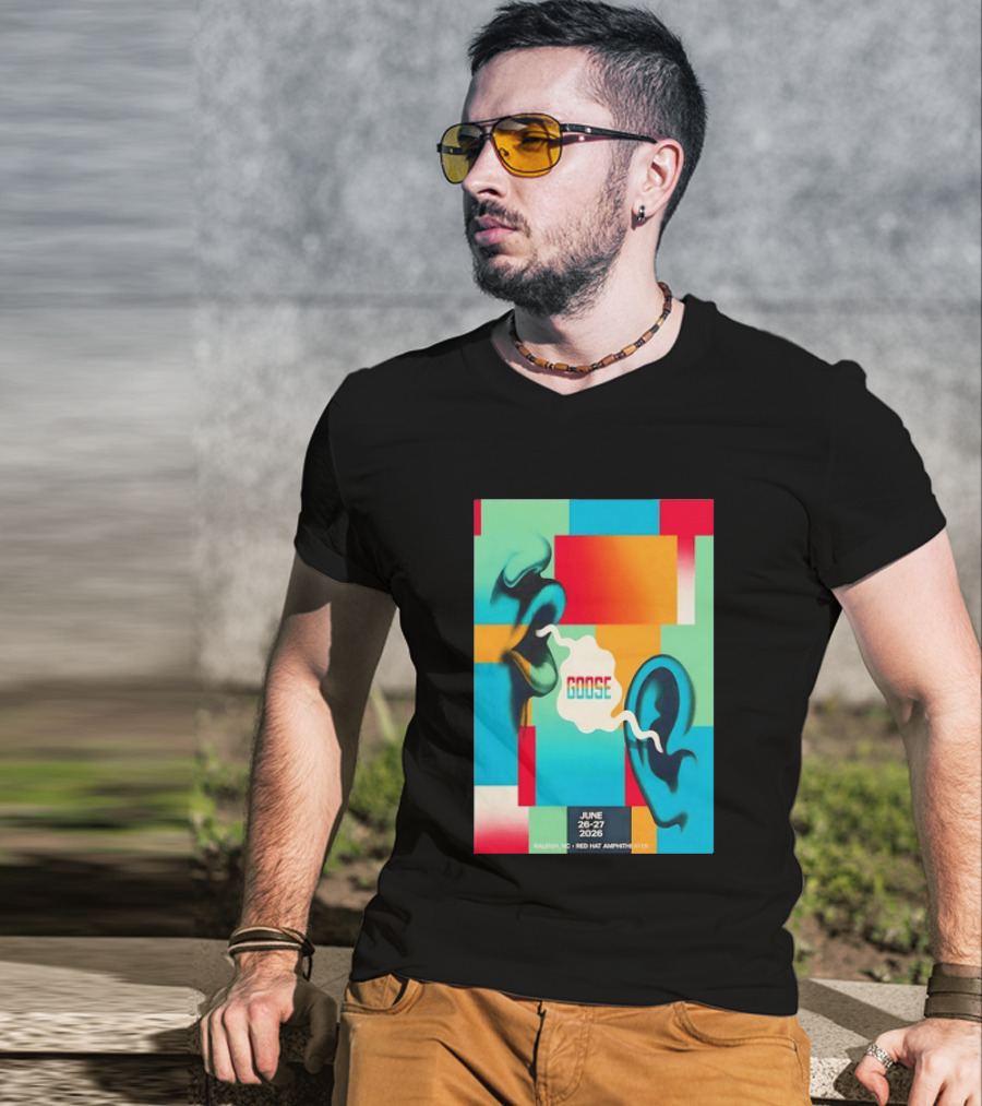 Goose Red Hat Amphitheater Raleigh NC June 26 27 2026 Vibrant Pop T-Shirt