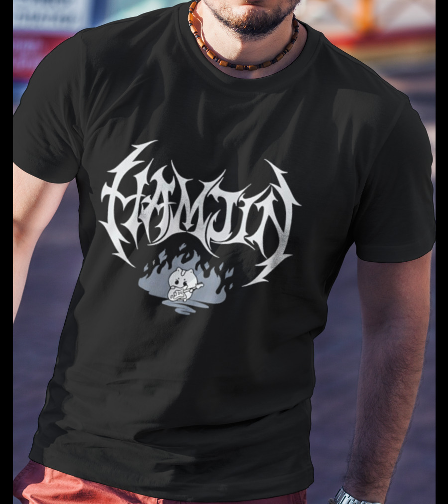 Hamjin Heavy Metal Music Guitar Fire Flame T-Shirt
