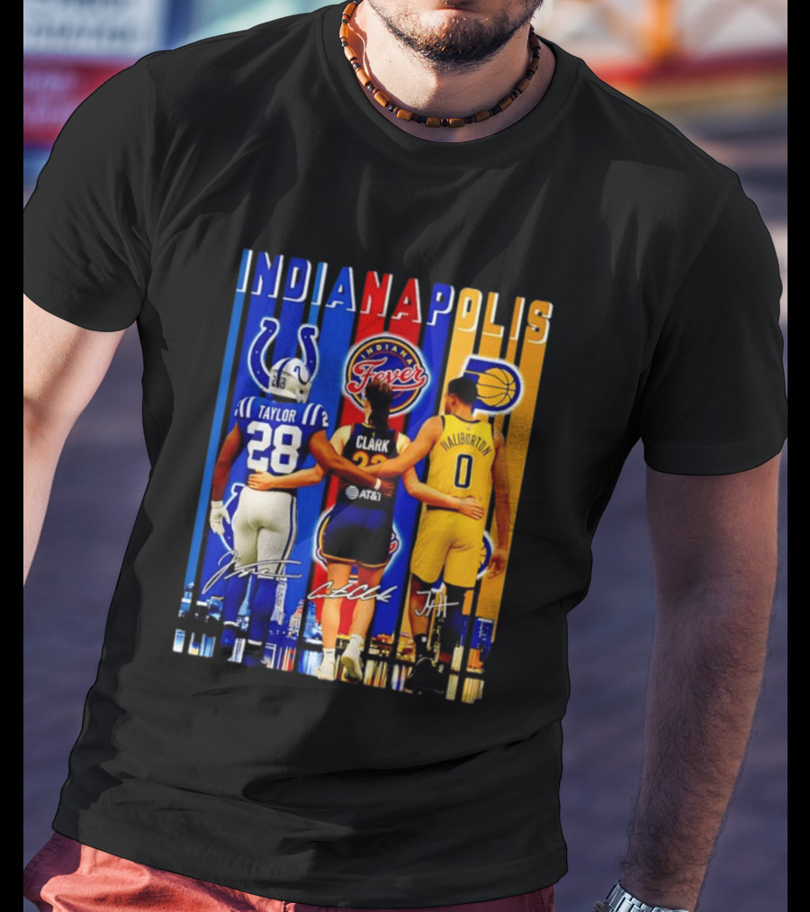 Indianapolis Colts Fever Pacers Jonathan Taylor Caitlin Clark Tyrese Haliburton T-Shirt