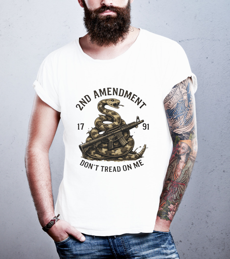 2nd Amendment 1791 Coiled Snake With Rifle Don't Tread On Me T-Shirt
