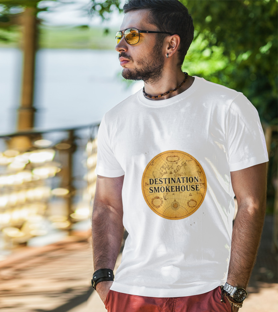 Destination Smokehouse No Teeth For This Meat Vintage Map T-Shirt