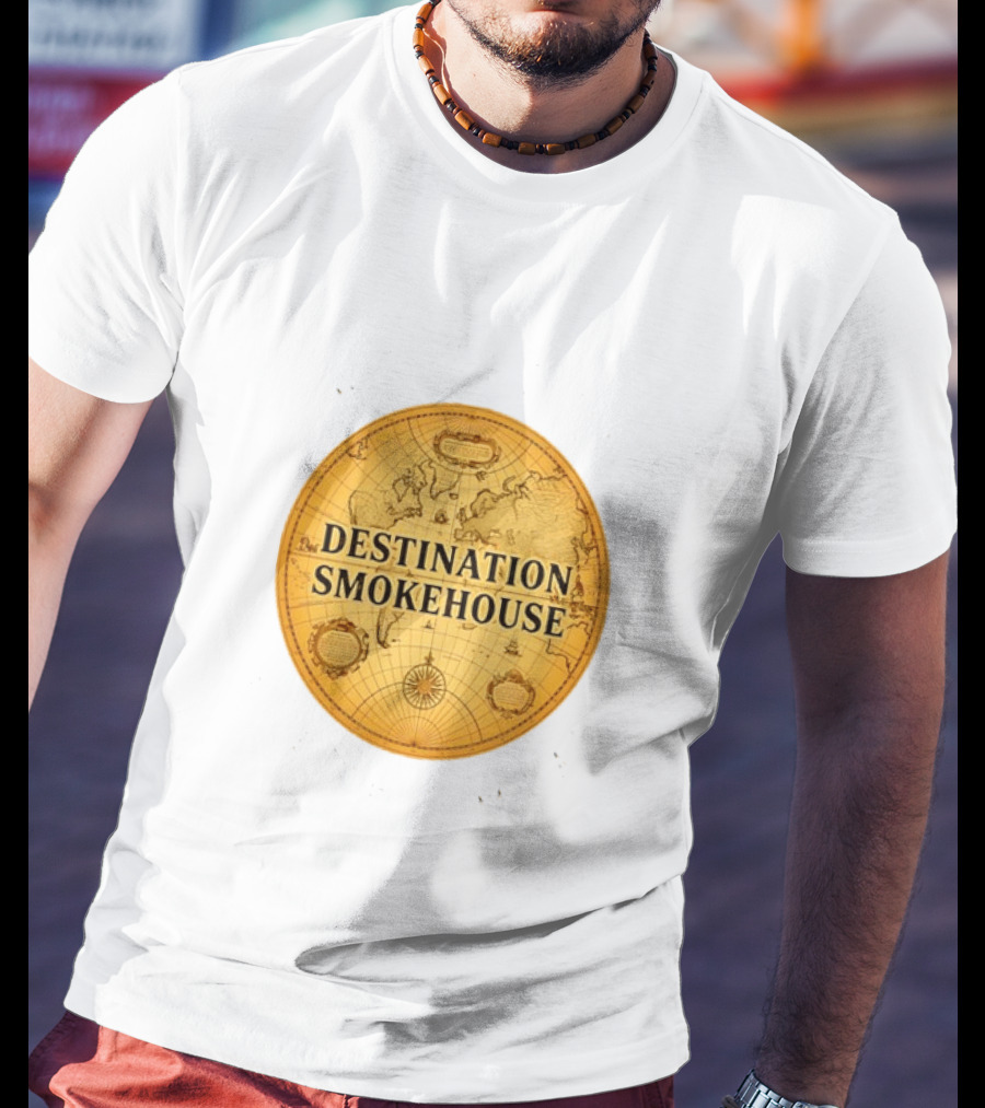 Destination Smokehouse No Teeth For This Meat Vintage Map T-Shirt