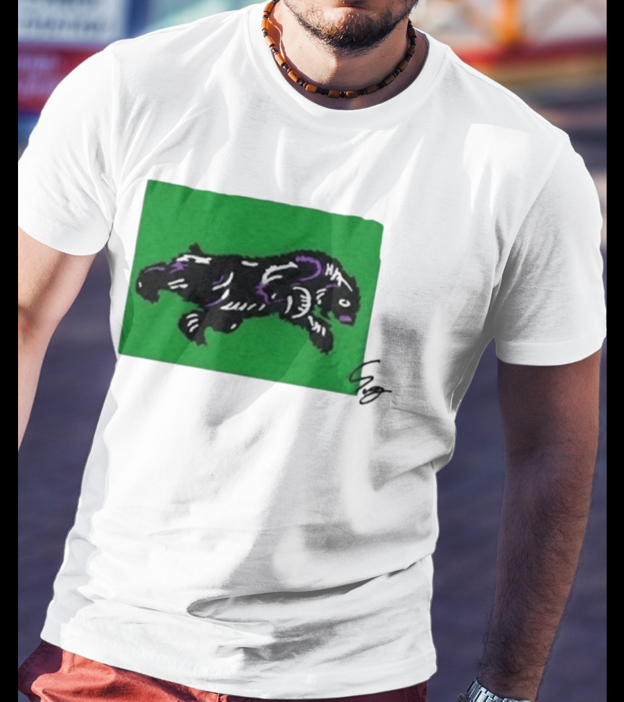 Mako Komuro 2026 Black And Purple Bear On Green T-Shirt