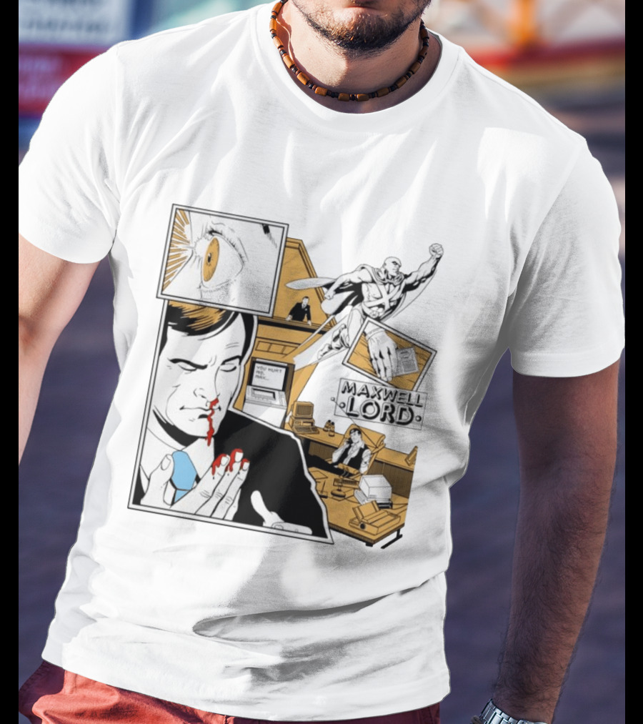 Maxwell Lord You Hurt Me Max Comic Sinister Businessman Eye Bloody Nose T-Shirt