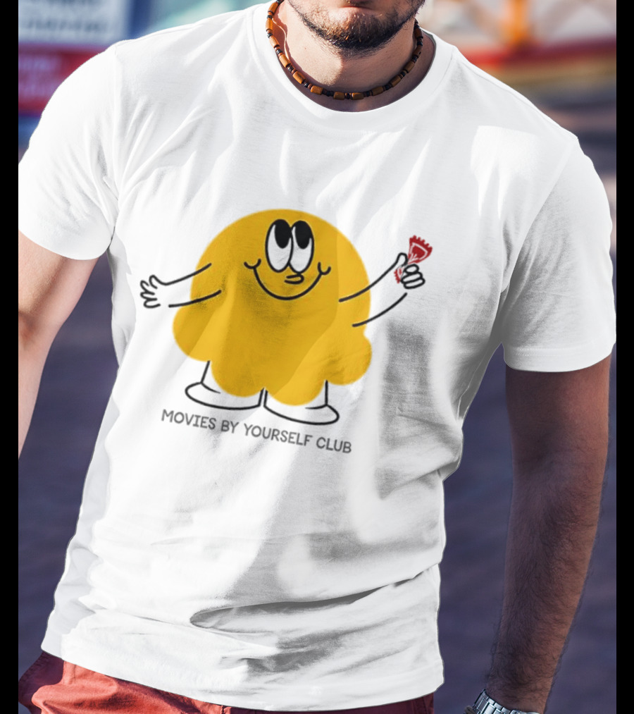 Movies By Yourself Club Yellow Blob Holding A Red Candy T-Shirt