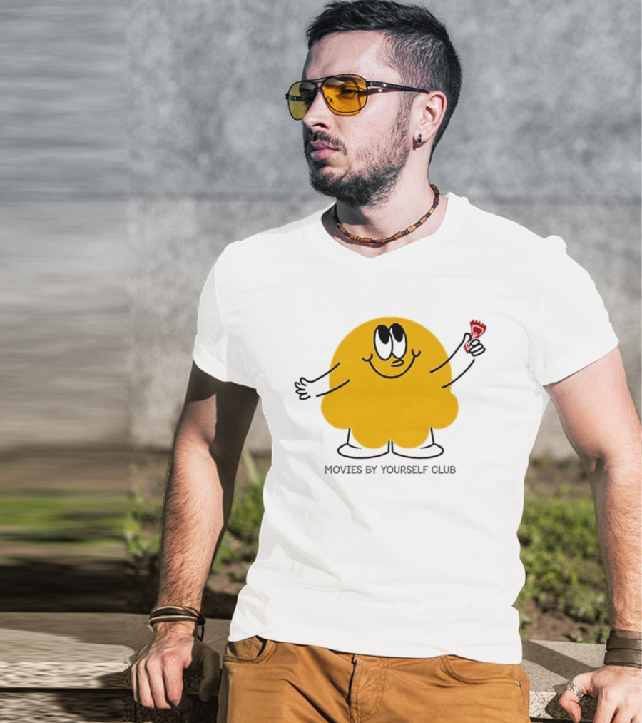 Movies By Yourself Club Yellow Blob Holding A Red Candy T-Shirt