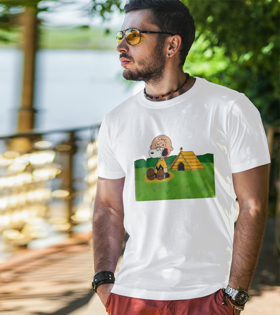 Snoopy Charlie Brown Midsommar Crossover Scene With Doghouse And Woodstock T-Shirt