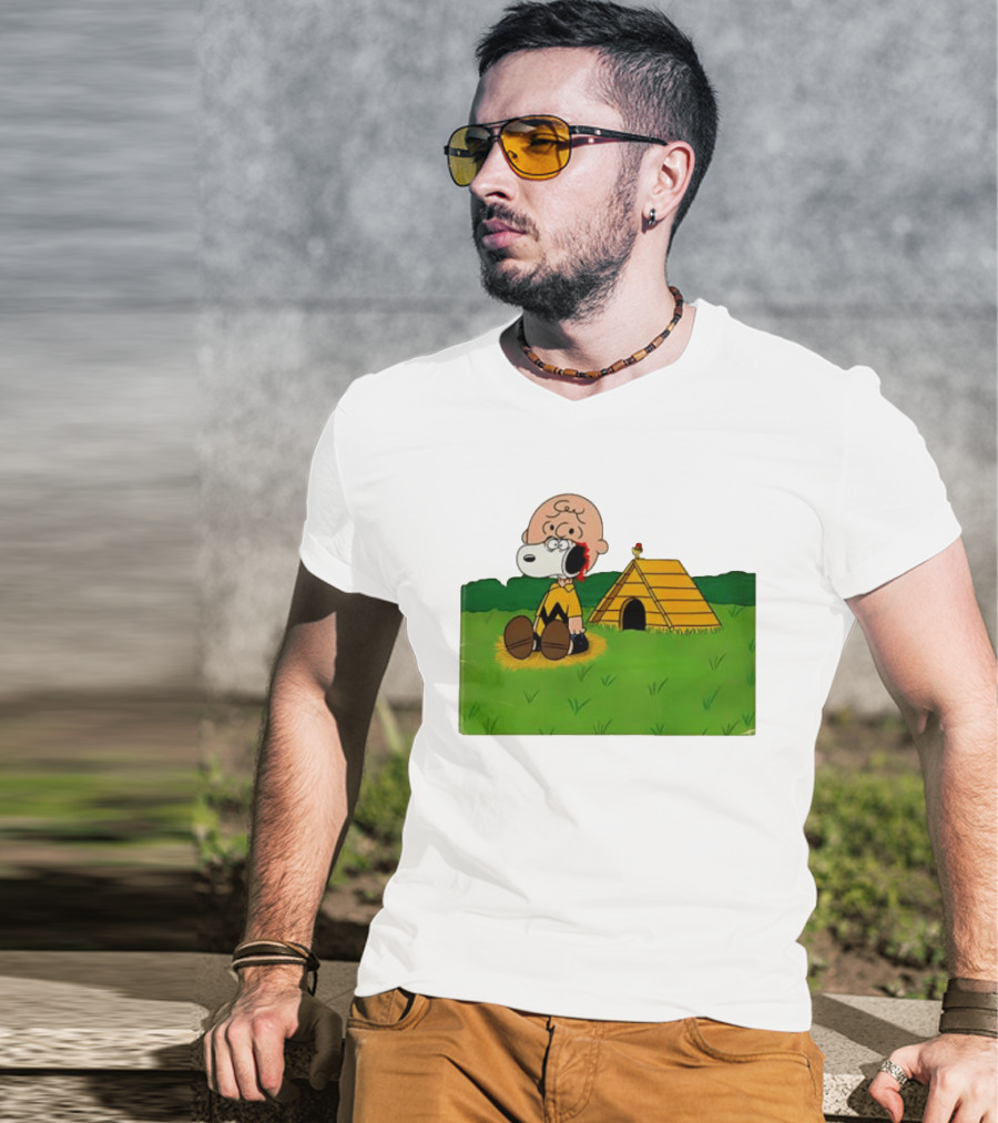 Snoopy Charlie Brown Midsommar Crossover Scene With Doghouse And Woodstock T-Shirt