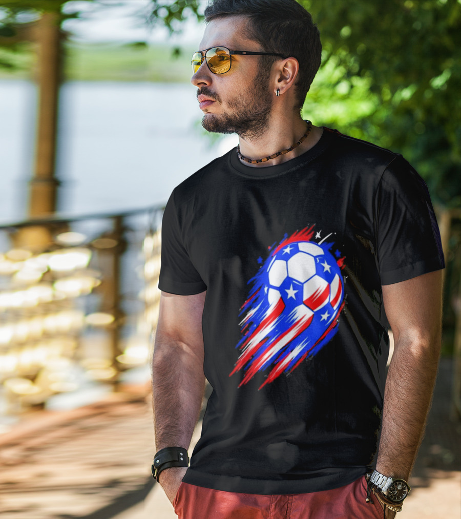 USA Cup 2026 Soccer Ball Stars And Stripes Brush Stroke T-Shirt