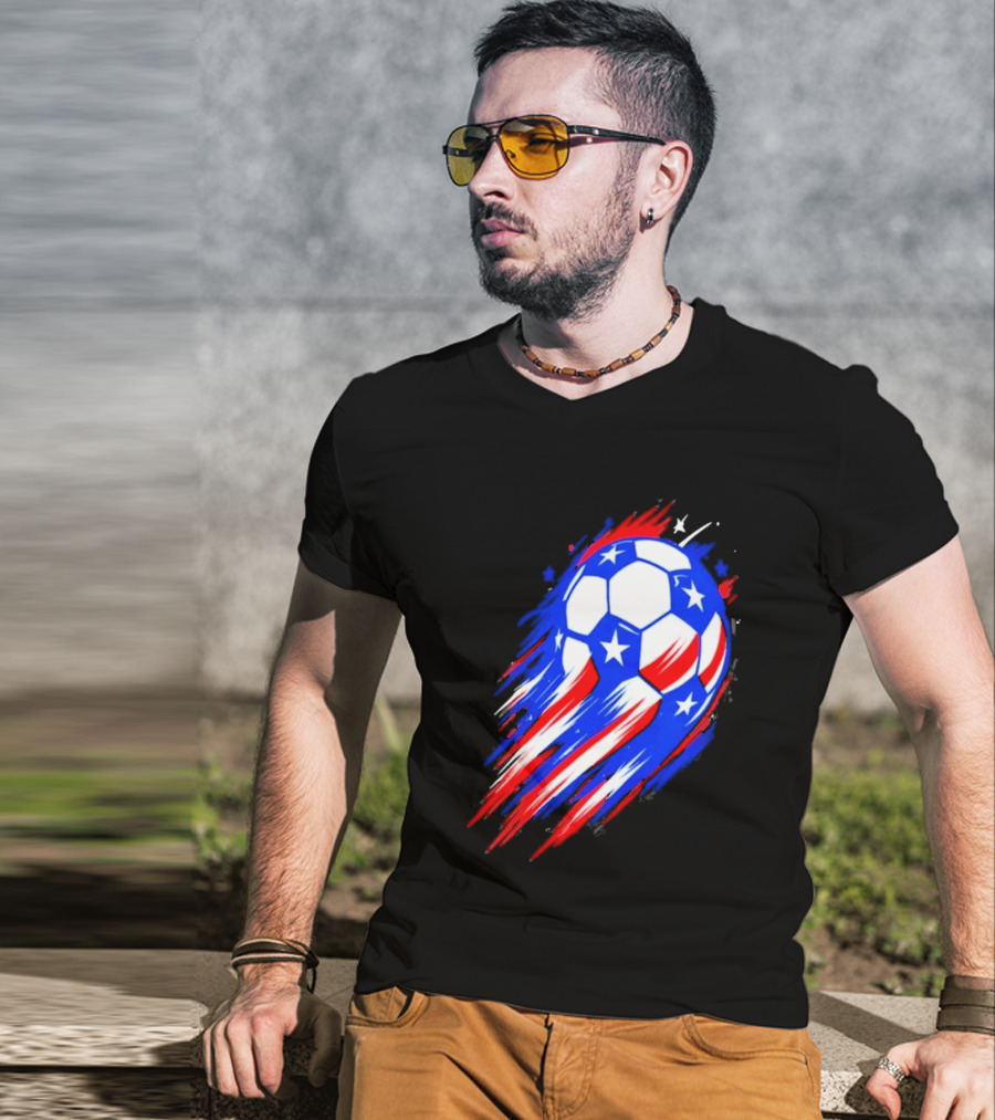 USA Cup 2026 Soccer Ball Stars And Stripes Brush Stroke T-Shirt
