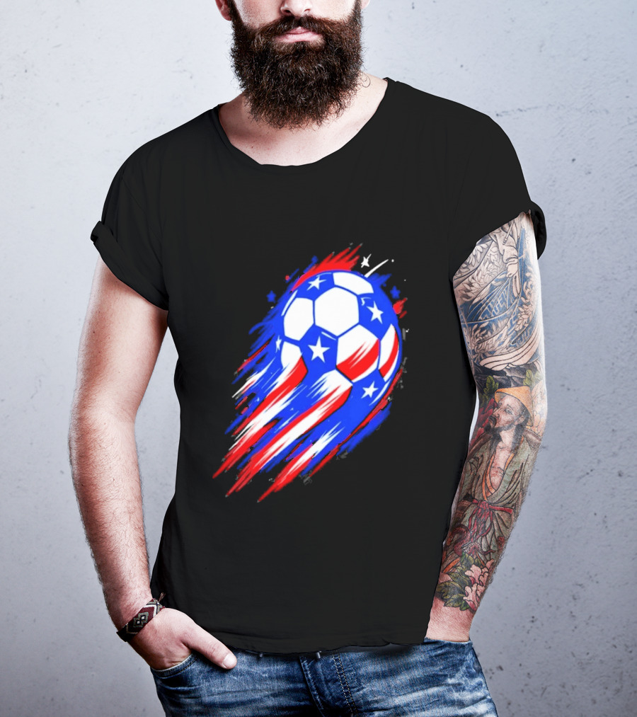 USA Cup 2026 Soccer Ball Stars And Stripes Brush Stroke T-Shirt