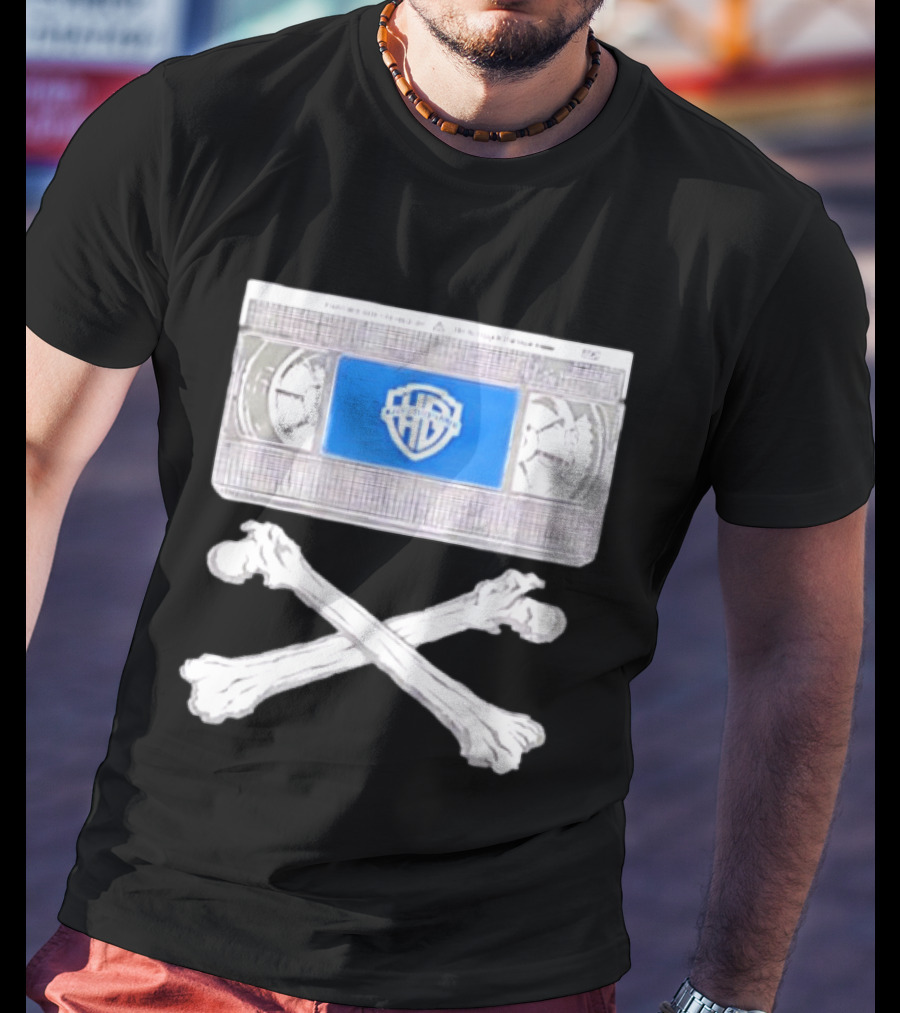 Warner Brothers VHS Tape Crossbones Skull T-Shirt