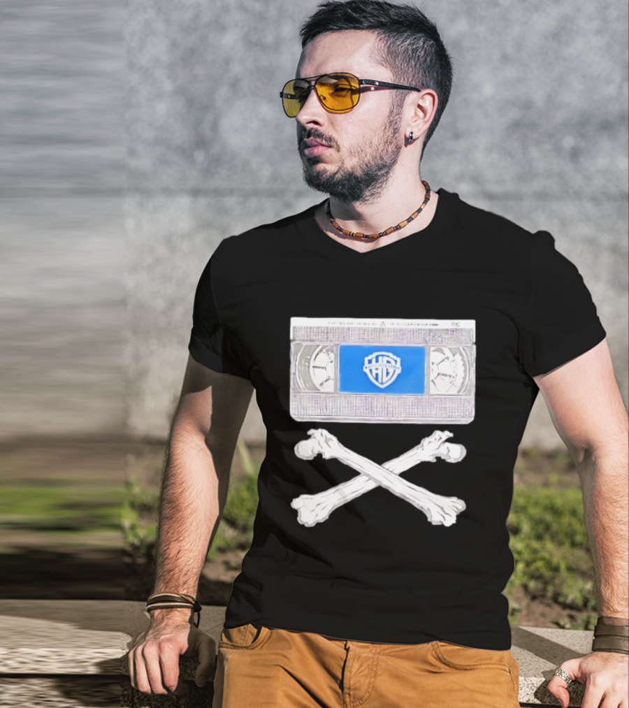 Warner Brothers VHS Tape Crossbones Skull T-Shirt
