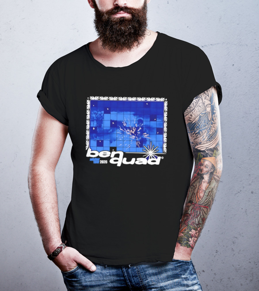 Ben Quad Wisher Tour 2026 Blue Tile Star Pattern Explosion T-Shirt