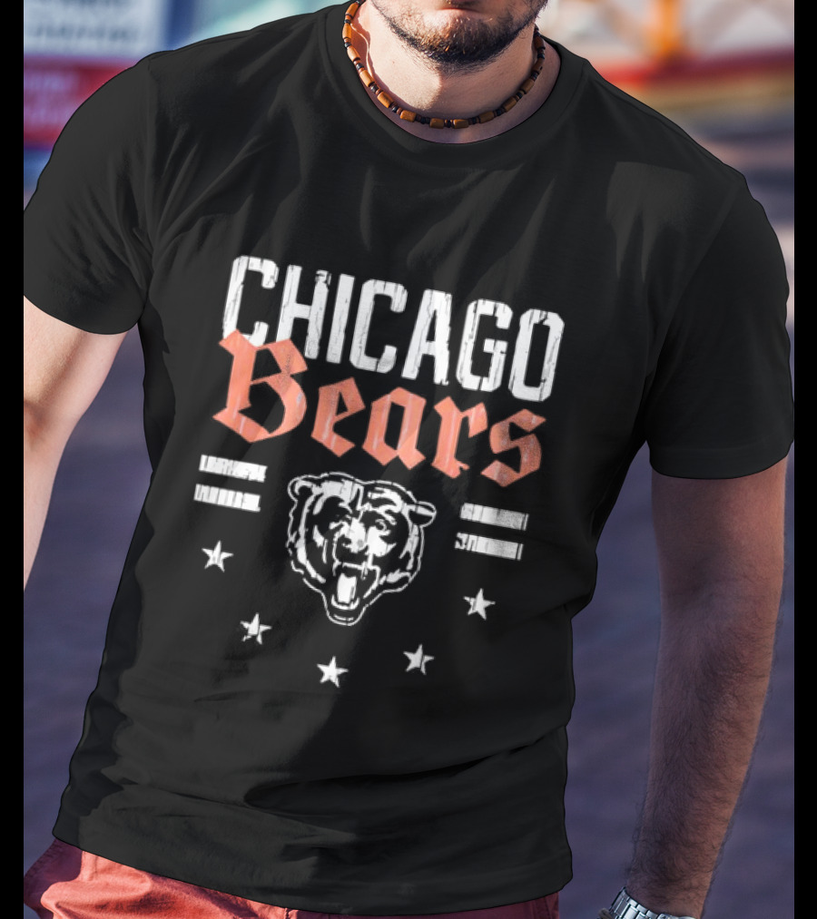 Chicago Bears Patriotic Americana Stars Bear Head T-Shirt