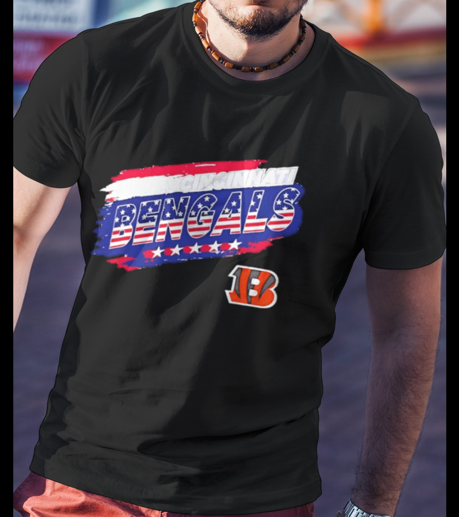 Cincinnati Bengals Stars And Stripes American Flag NFL Team Fan Gear T-Shirt