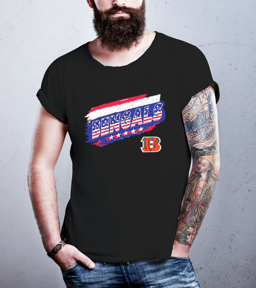 Cincinnati Bengals Stars And Stripes American Flag NFL Team Fan Gear T-Shirt