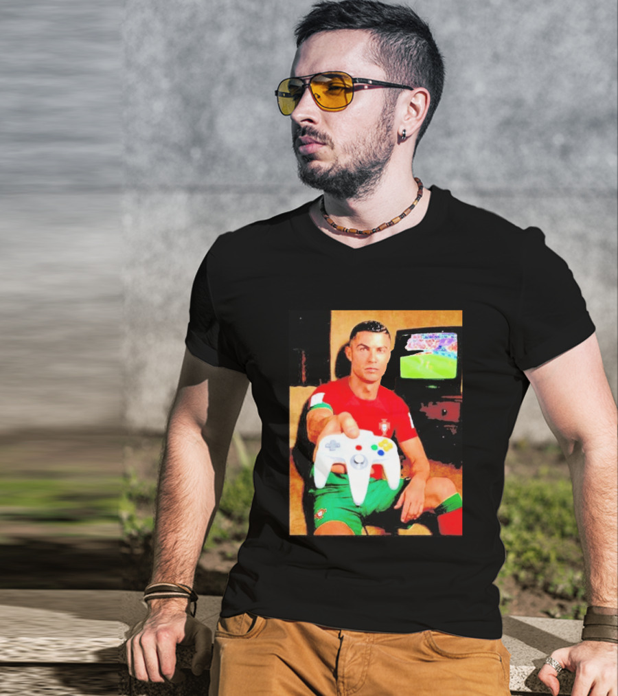 Cristiano Ronaldo Portugal National Team Soccer Gaming Controller Retro Gamer T-Shirt