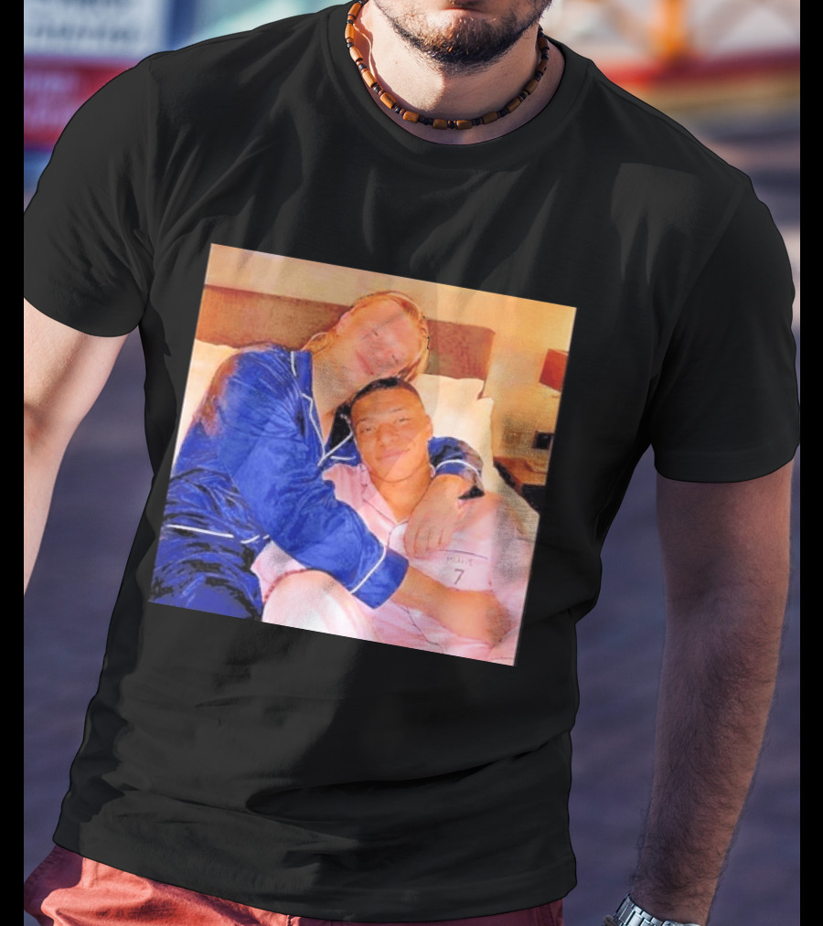 Kylian Mbappé Erling Haaland Pajama Party Soccer Stars Relaxing Together T-Shirt