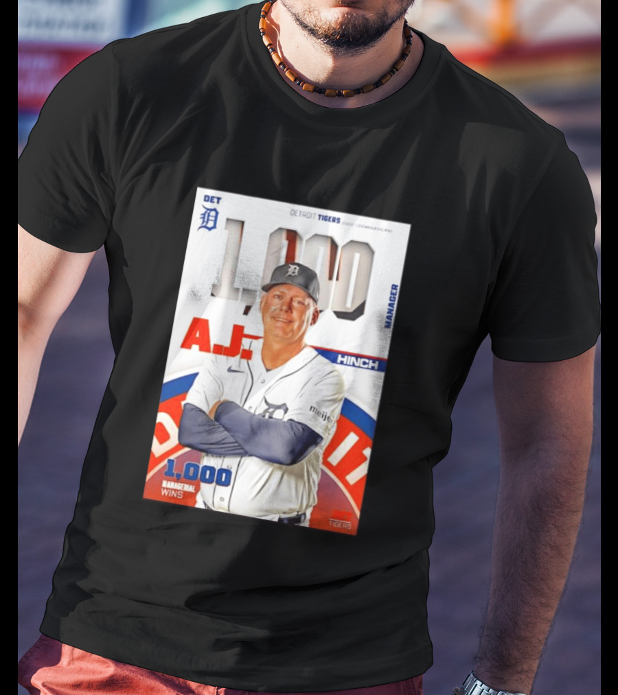DET Detroit Tigers A.J. Hinch 1000 Managerial Wins T-Shirt