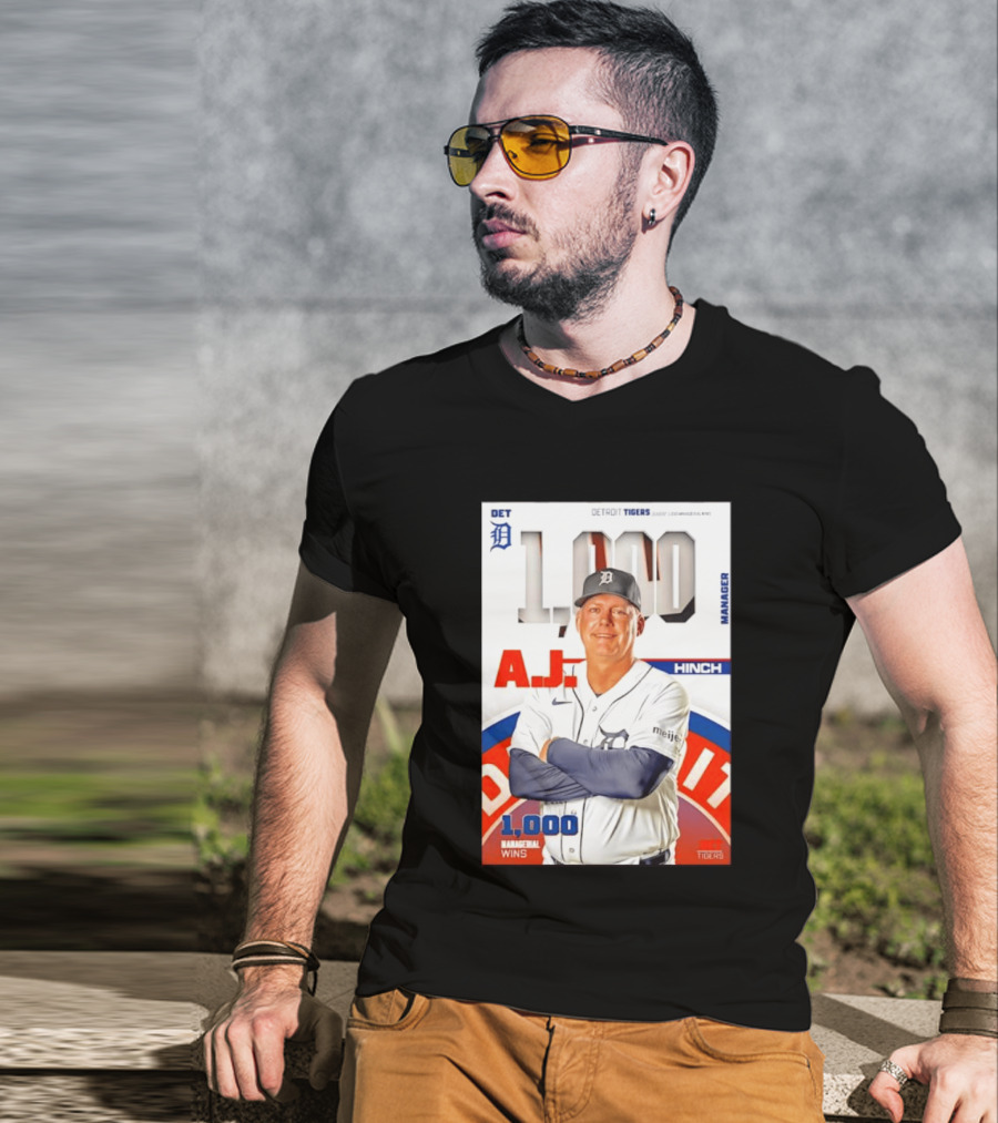 DET Detroit Tigers A.J. Hinch 1000 Managerial Wins T-Shirt