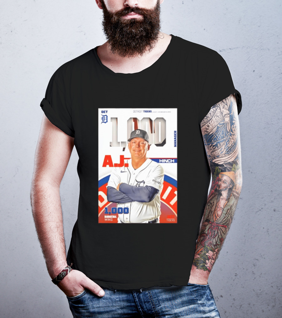 DET Detroit Tigers A.J. Hinch 1000 Managerial Wins T-Shirt