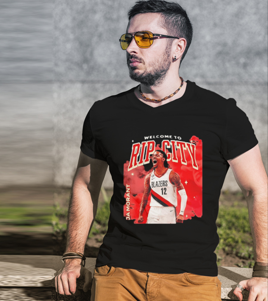Ja Morant Welcome To Rip City Portland Trail Blazers Blazing Energy T-Shirt