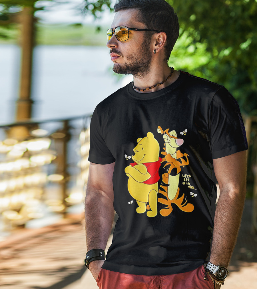 Lifes Better With Homies Winnie The Pooh And Tigger Bees T-Shirt