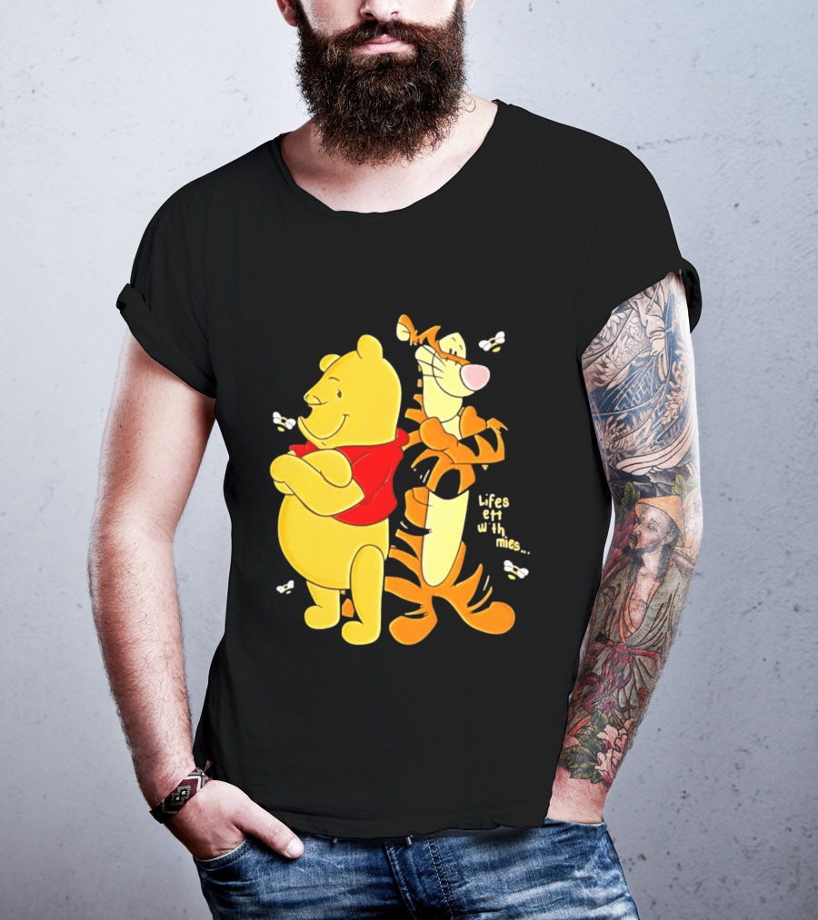 Lifes Better With Homies Winnie The Pooh And Tigger Bees T-Shirt