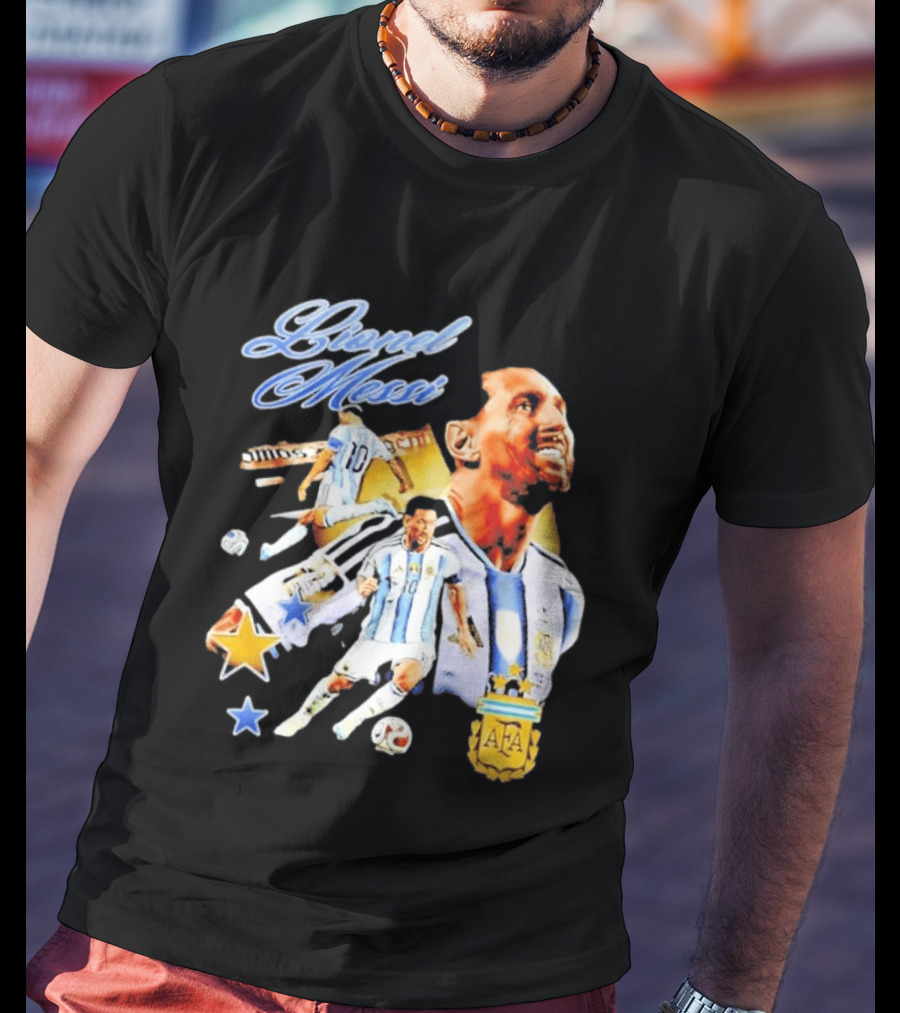 Lionel Messi Argentina National Football Team AFA Striker Soccer Star Blue White Kit T-Shirt
