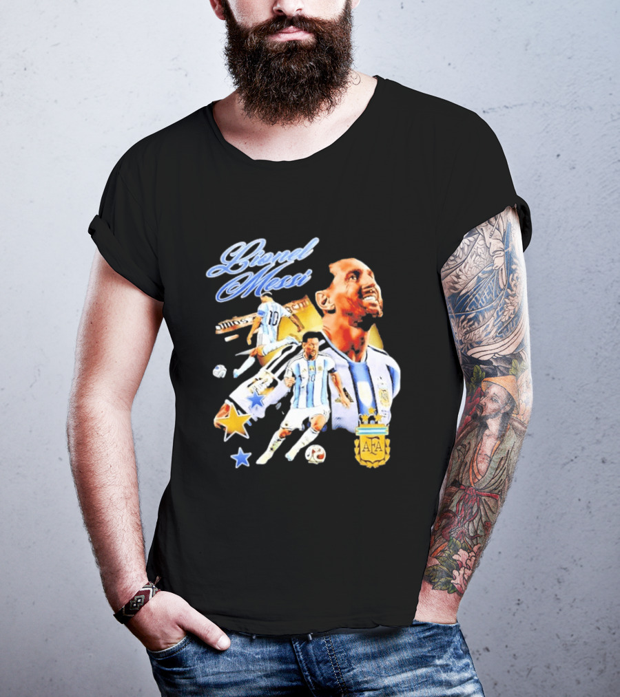 Lionel Messi Argentina National Football Team AFA Striker Soccer Star Blue White Kit T-Shirt