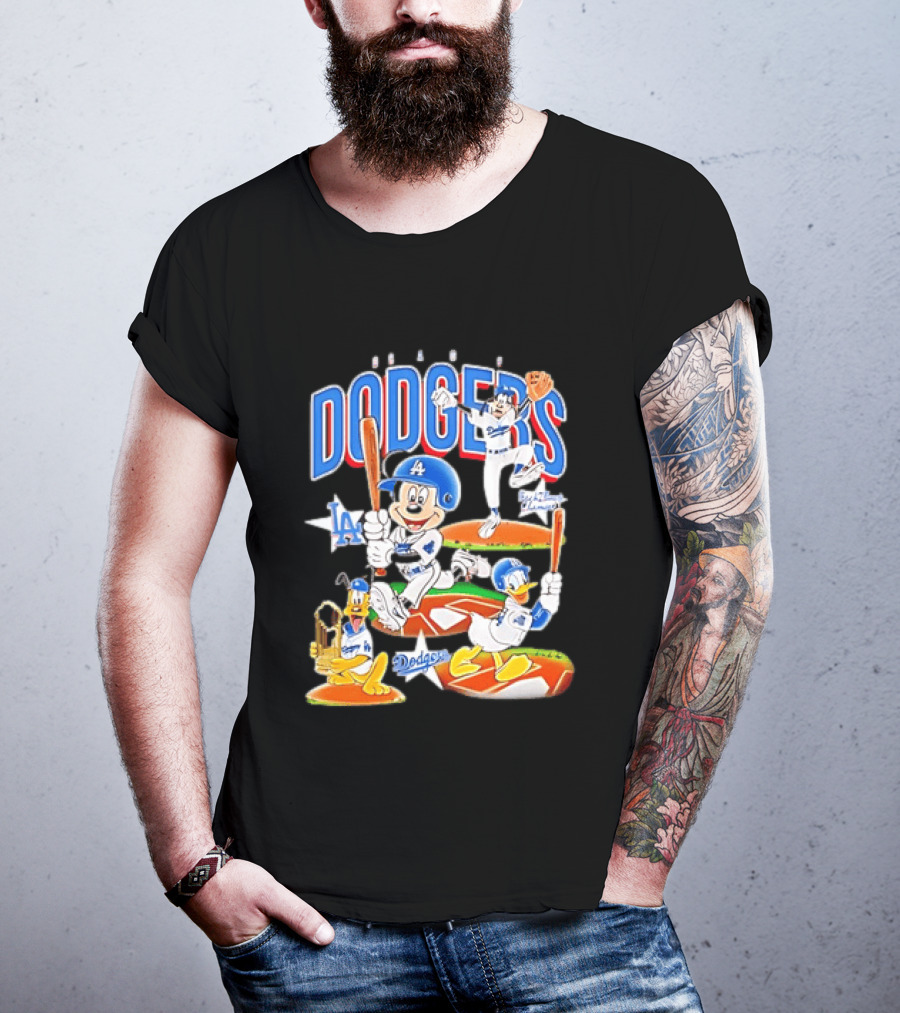 MOONLANDGOODS 2020 Mickey Goofy Pluto Donald Baseball Team Los Angeles Dodgers T-Shirt